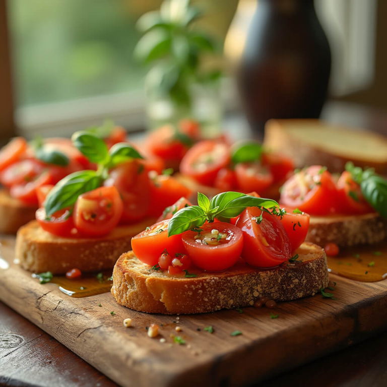 Vibrant gluten free bruschetta with tomatoes and basil