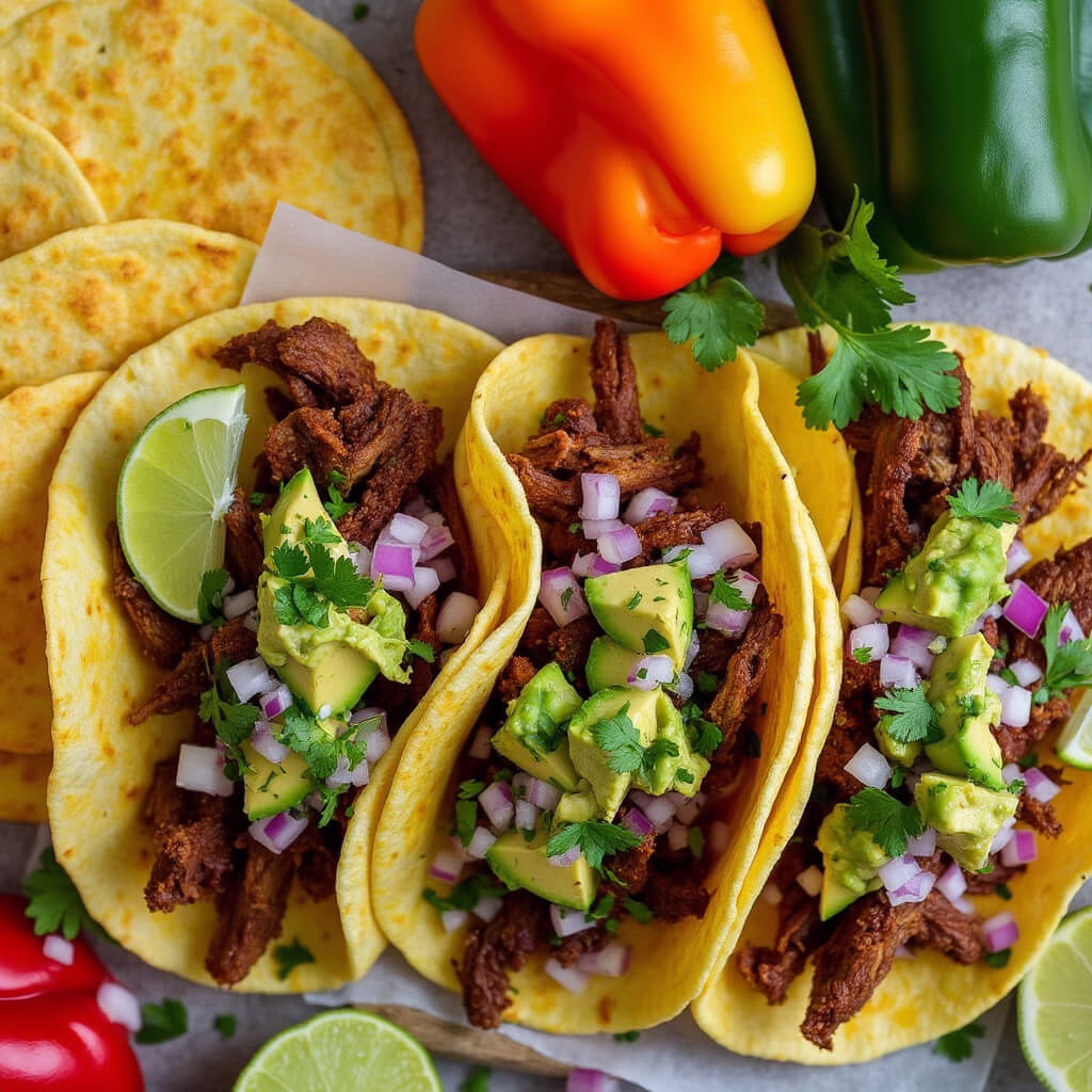 Slow cooker carnitas on gluten-free corn tortillas