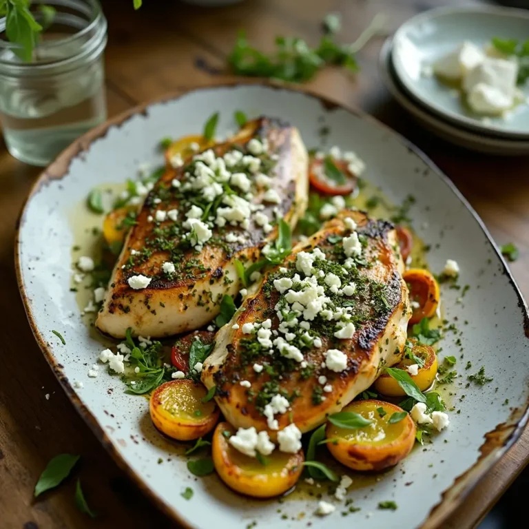 Roasted fish with turnips, feta, and chimichurri
