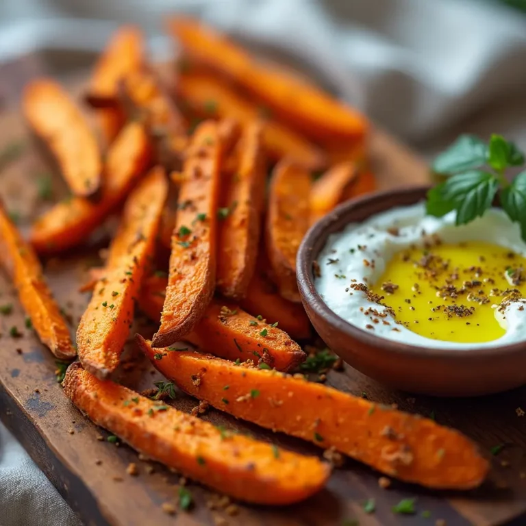 Crispy baked sweet potato fries with za'atar seasoning
