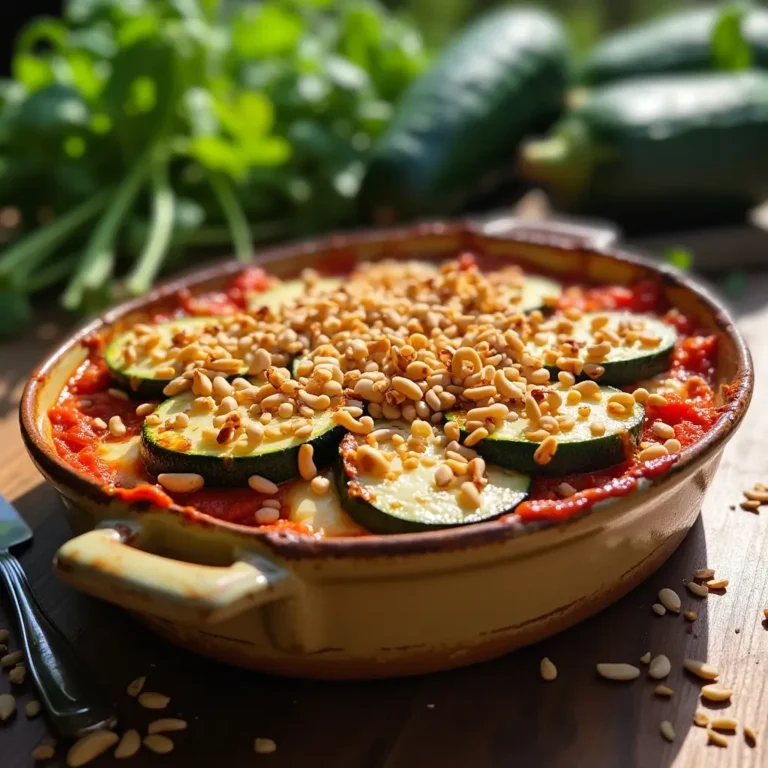 Gluten-free courgette bake with toasted pine nuts