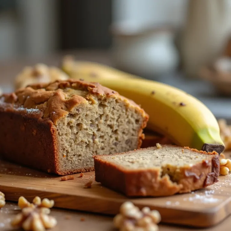 Homemade gluten free banana bread with walnuts