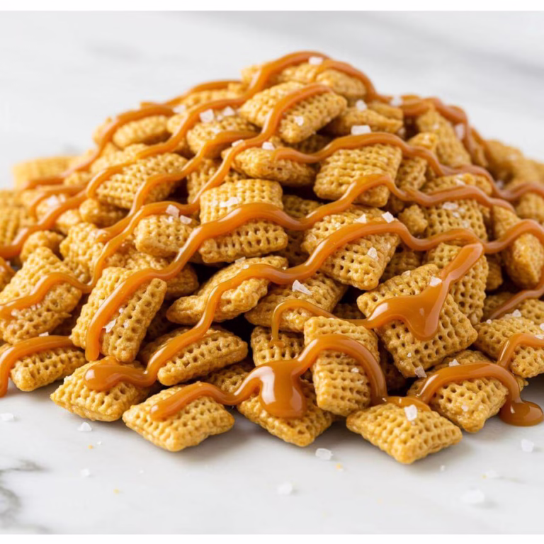 Golden salted caramel Chex mix dessert