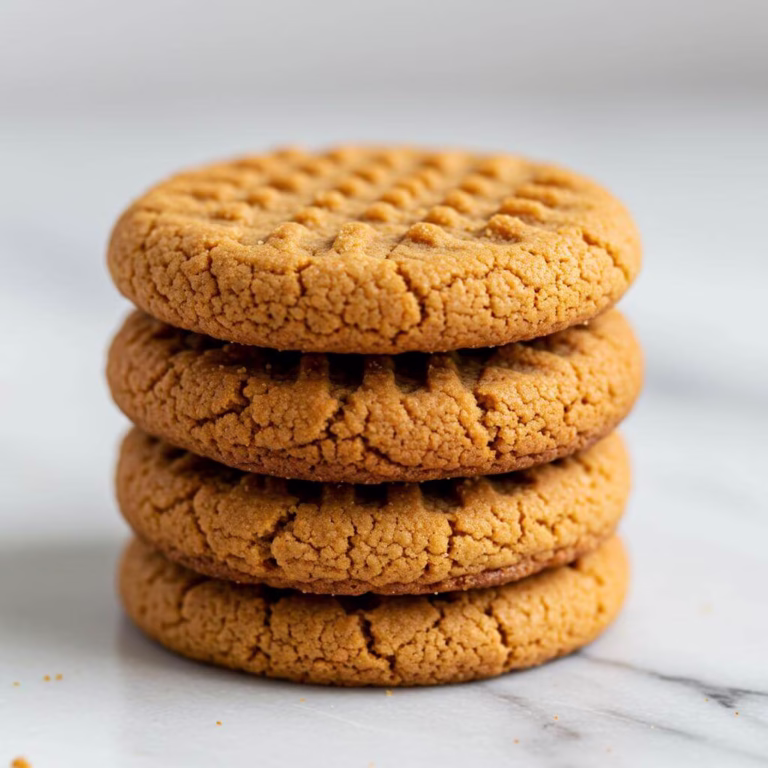 Stack of 3 ingredient peanut butter cookies