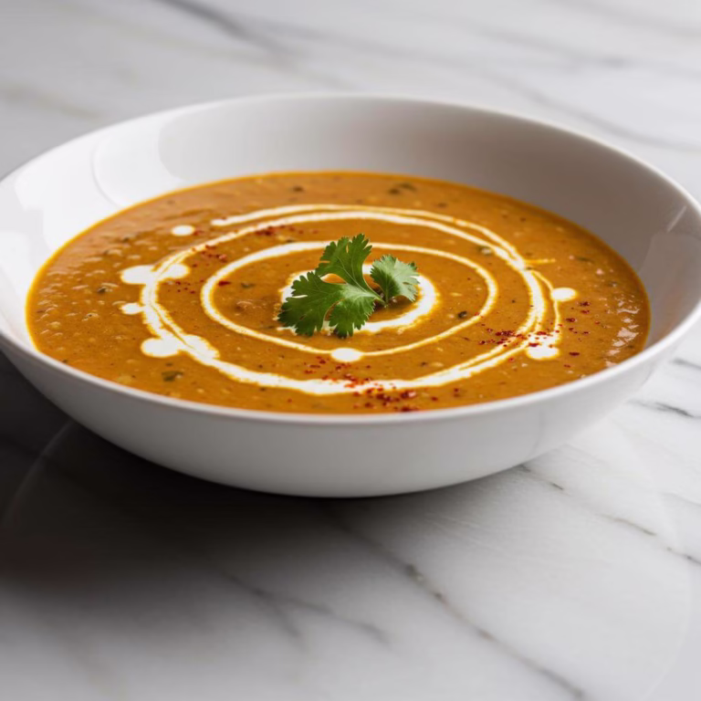 Creamy dal makhani recipe plated with cilantro and chili