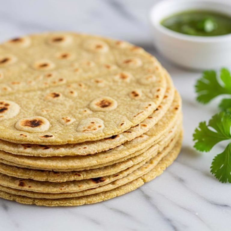 Stack of gluten free corn tortillas with salsa
