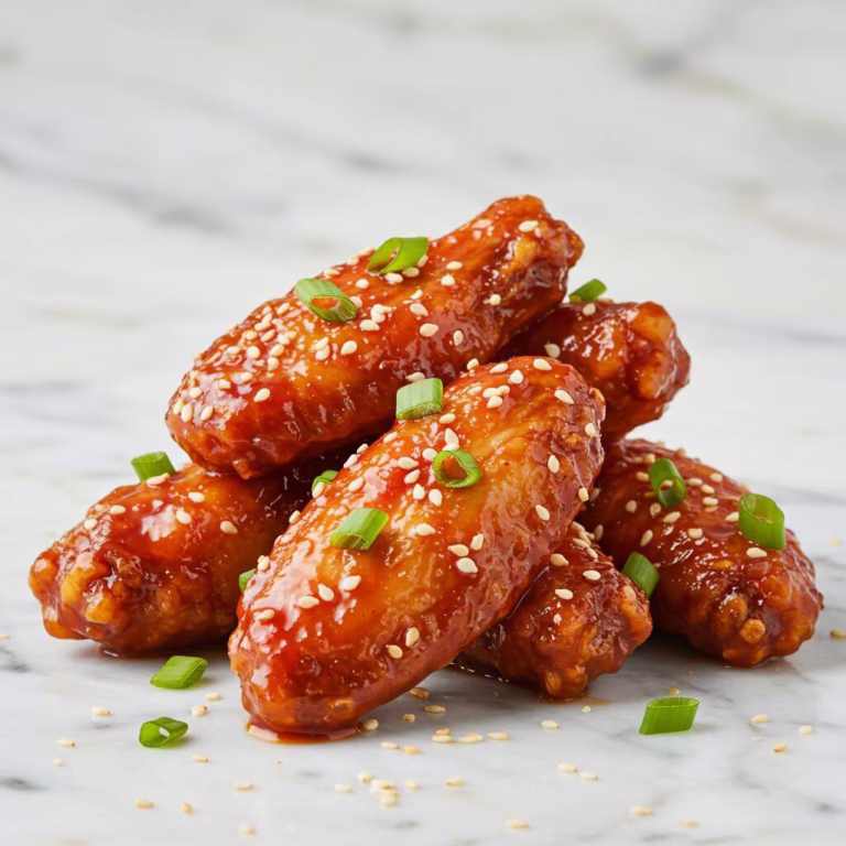 Crispy sweet chili wings with sesame seeds