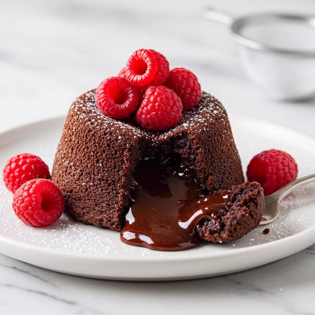 Gluten-free chocolate lava cake, a healthy valentine's dessert