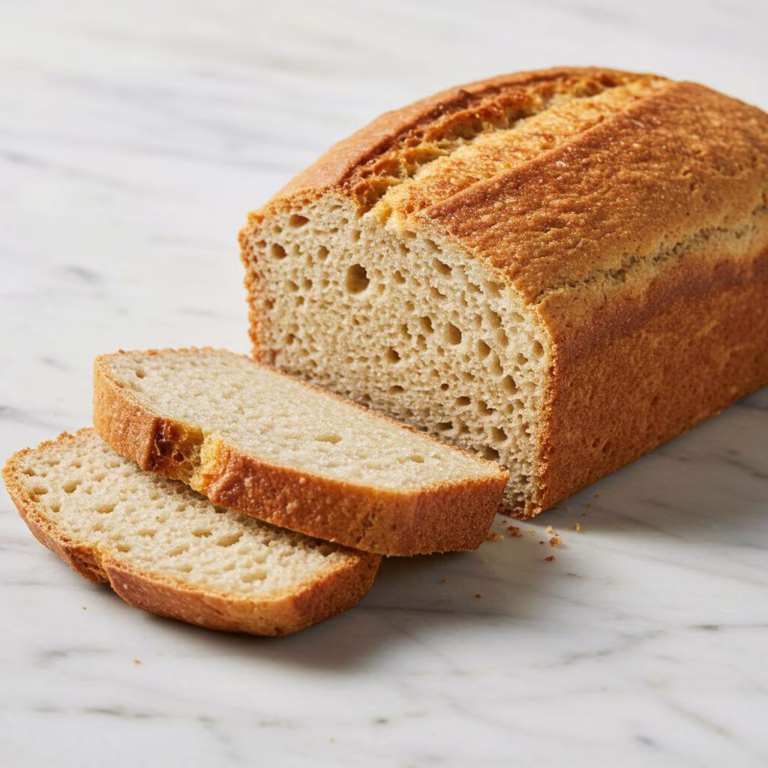 Golden-brown gluten-free bread loaf showing soft texture