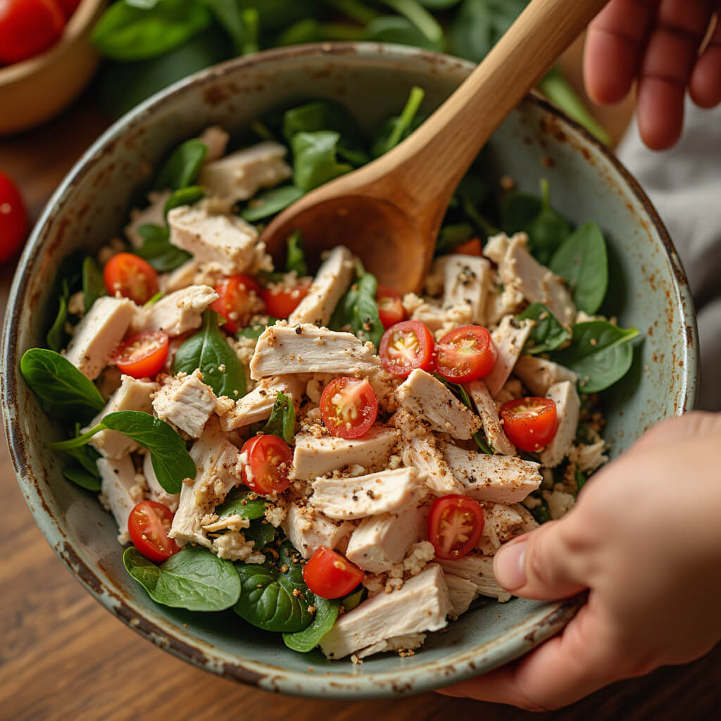 Preparing BLT Chicken Salad