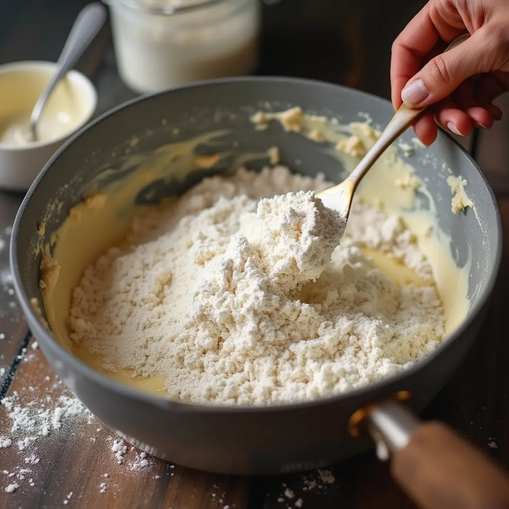 Folding coconut flour pancakes batter