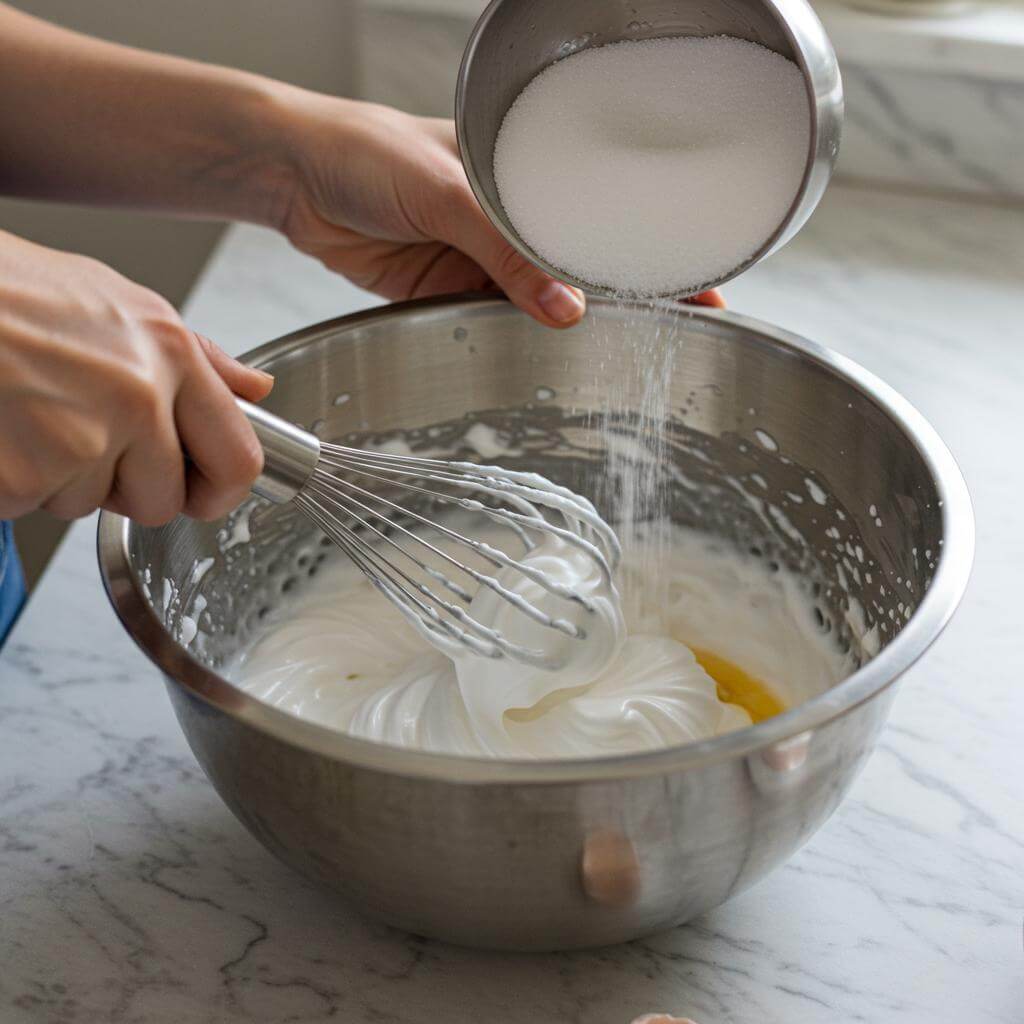 Making meringue for a meringue tower recipe