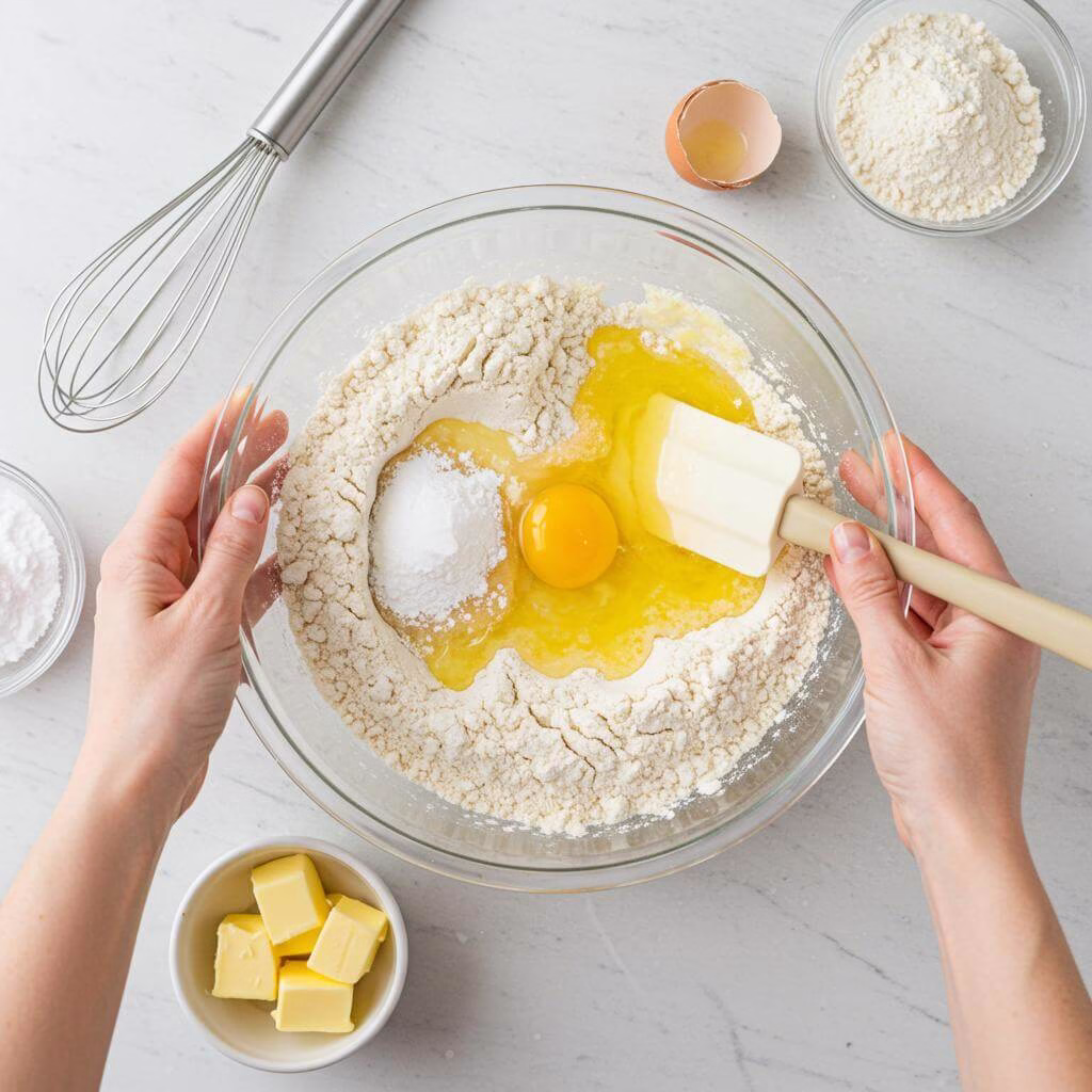 Folding ingredients for gluten free muffins