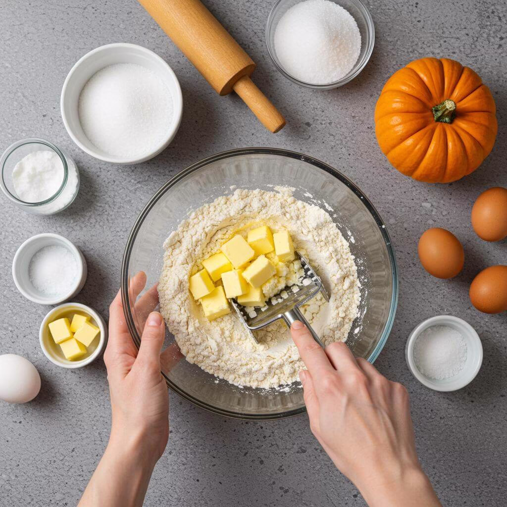 Cutting butter for gluten free pumpkin pie crust
