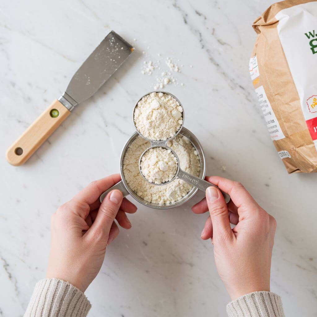 Measure gluten free flour for Easter baking