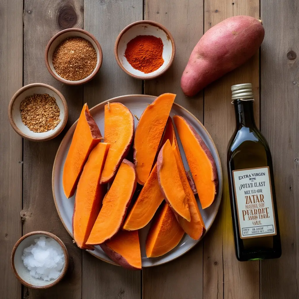 Sweet potato wedges with spices for baked fries recipe