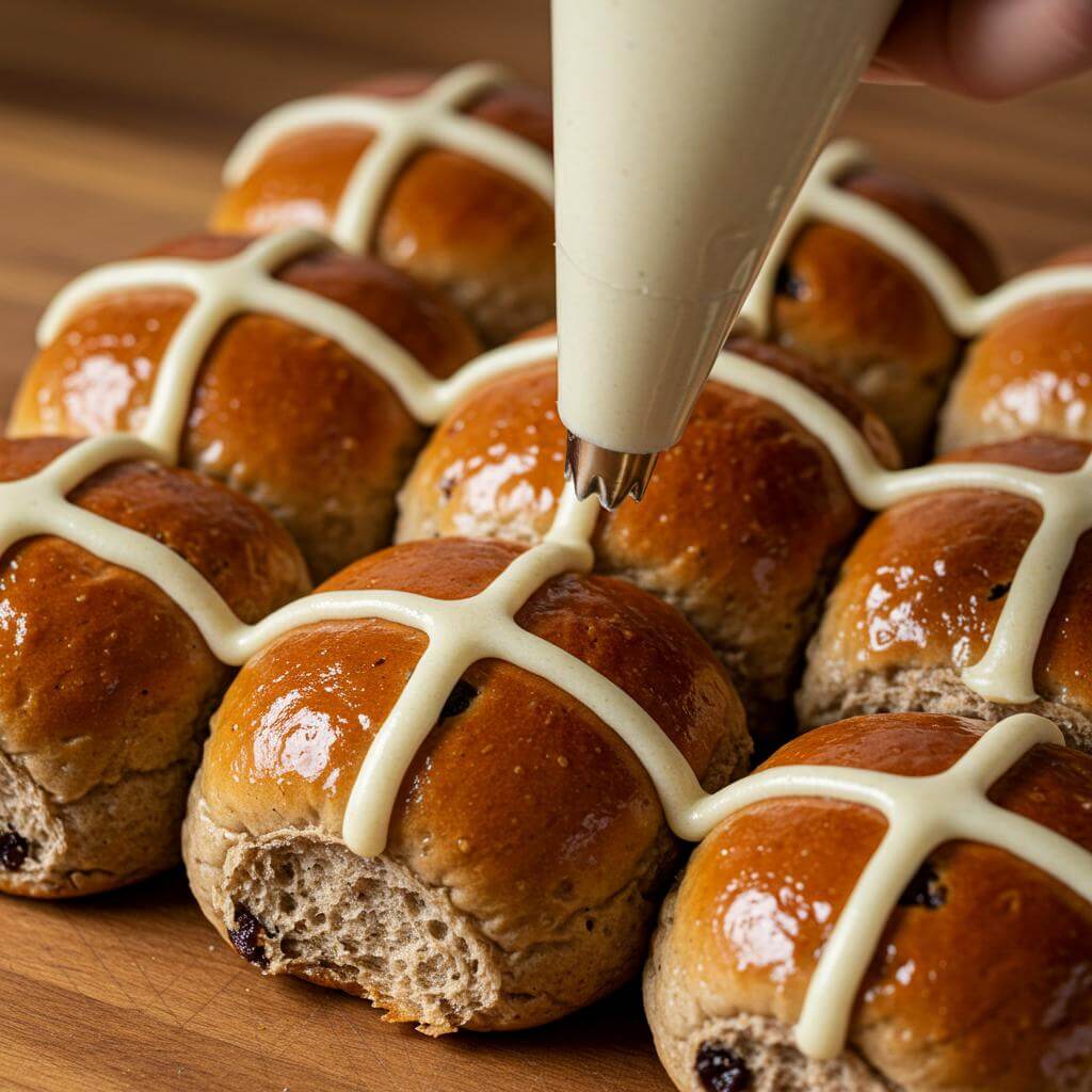 Gluten free hot cross buns ingredients flat lay