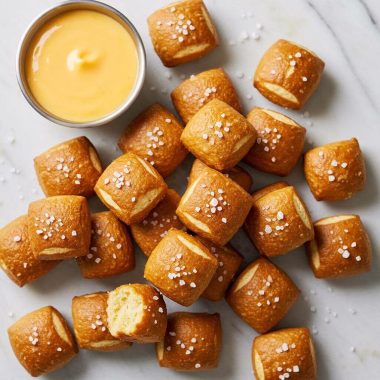 Gluten free soft pretzel bites with cheddar dip