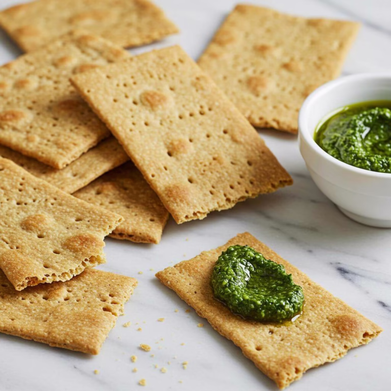 Crisp gluten free lavash crackers with pesto