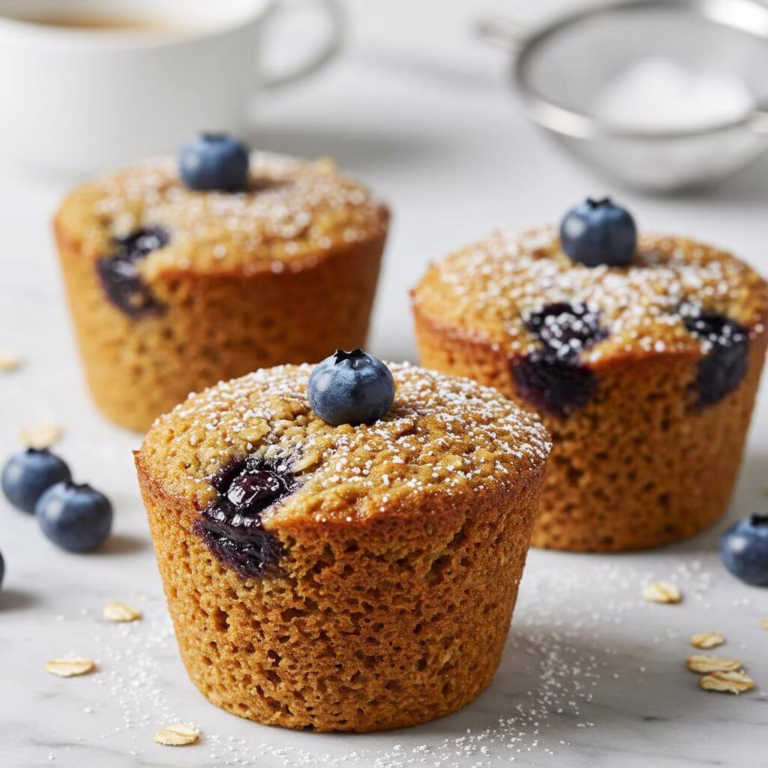 Golden brown blueberry oatmeal cups on marble
