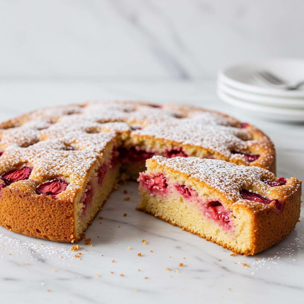 Perfectly sliced gluten-free strawberry cake