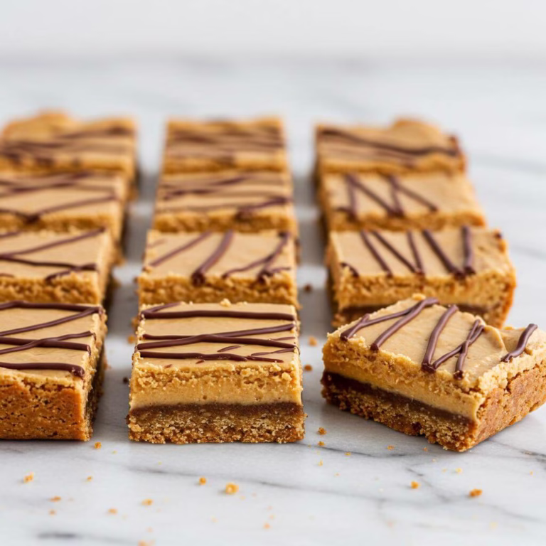 Delicious peanut butter bars with chocolate drizzle