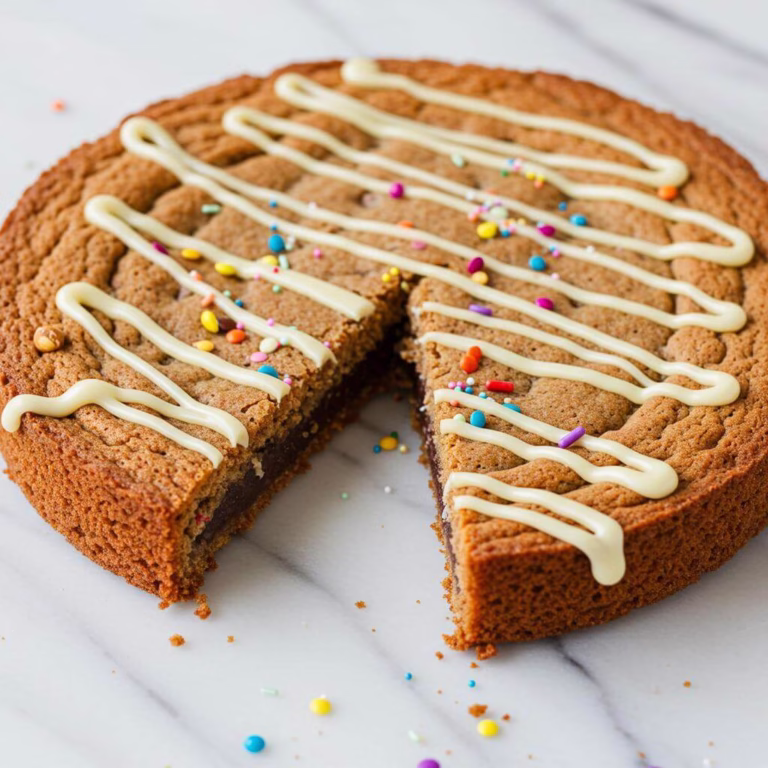Gluten-free cookie cake with sprinkles and white chocolate