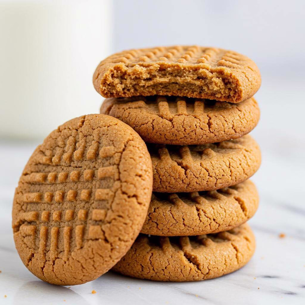A batch of delicious, gluten-free flourless peanut butter cookies on a cooling rack.