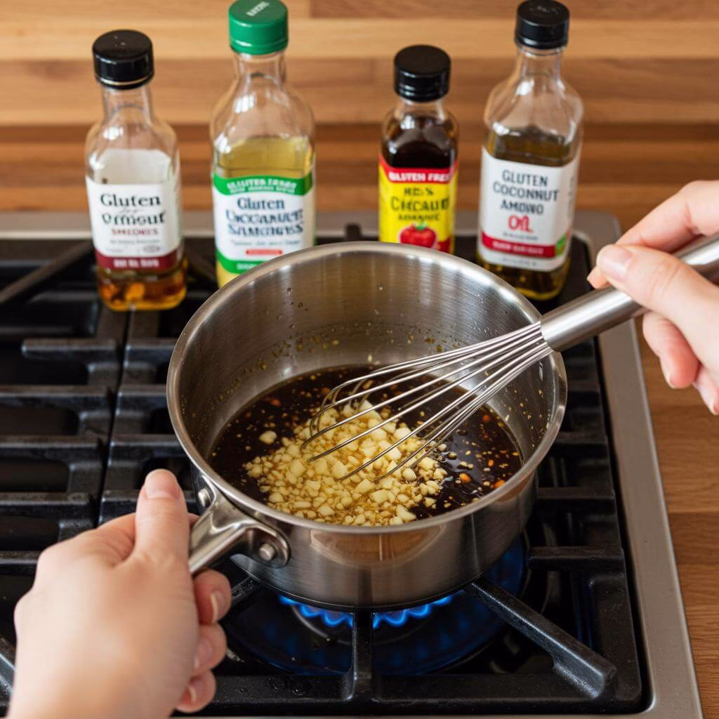 Whisking cornstarch for Korean BBQ sauce
