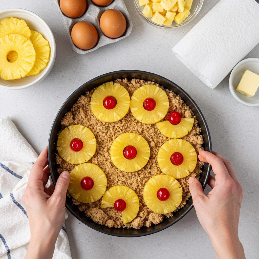 Making gluten free pineapple upside-down cake