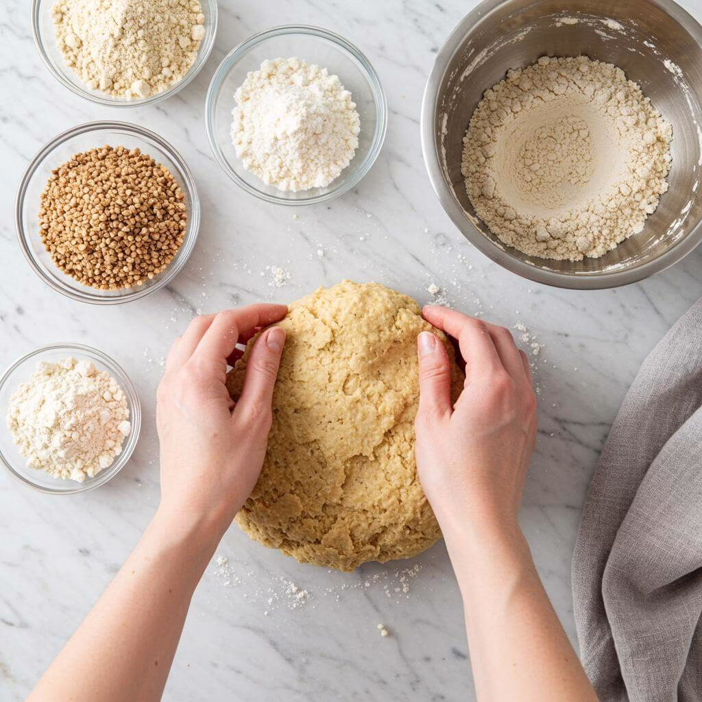Folding gluten free bread dough