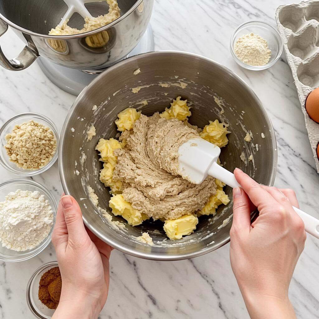Folding gluten free flour for chai bundt cake