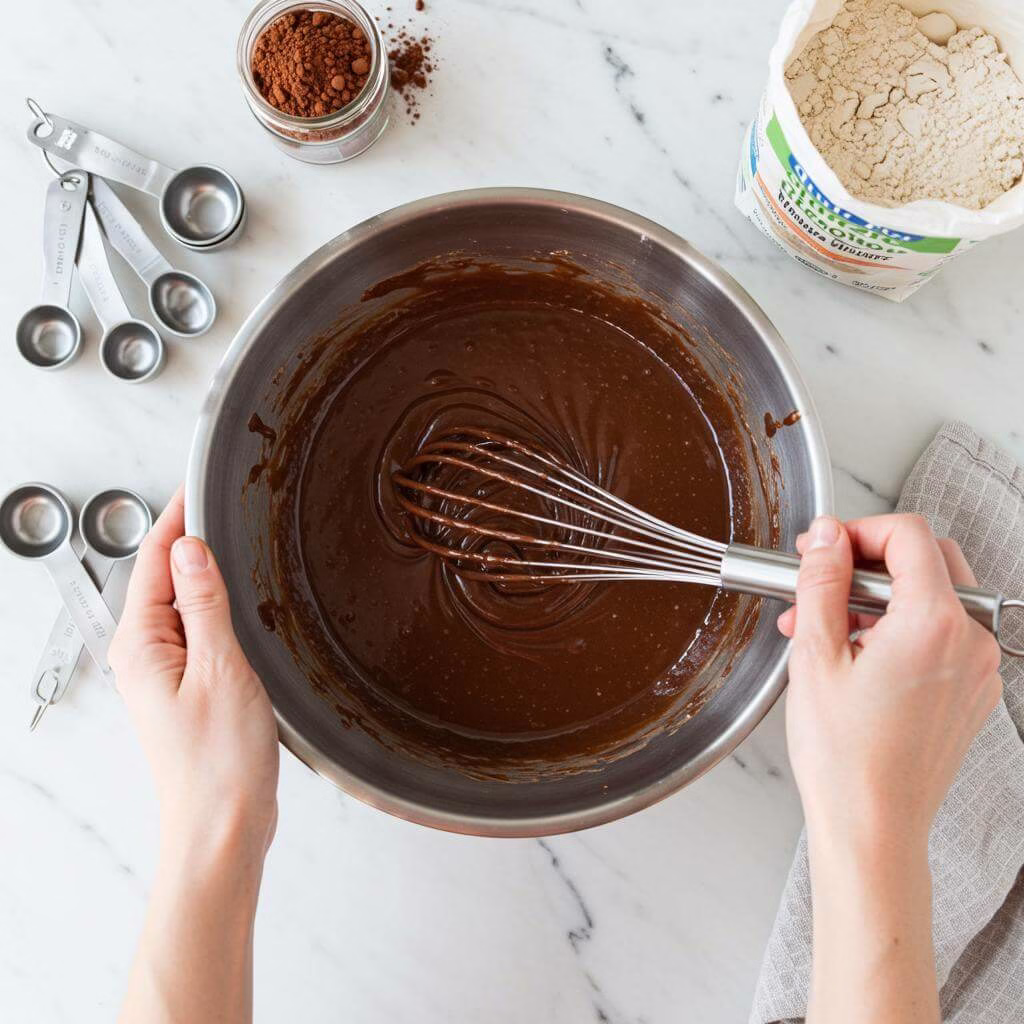 Folding batter for gluten free chocolate cake