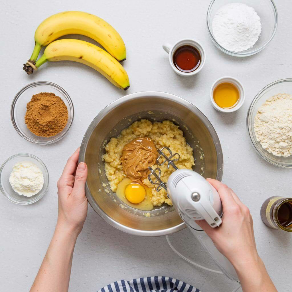 Mixing batter for flourless chocolate muffins