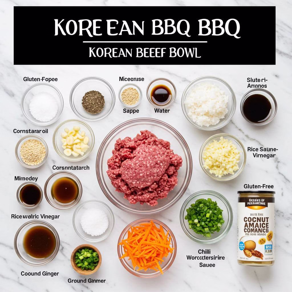 Korean BBQ beef bowls recipe ingredients