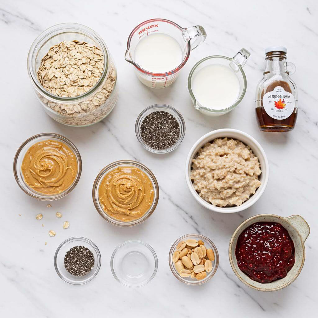 Ingredients for pb&j overnight oats