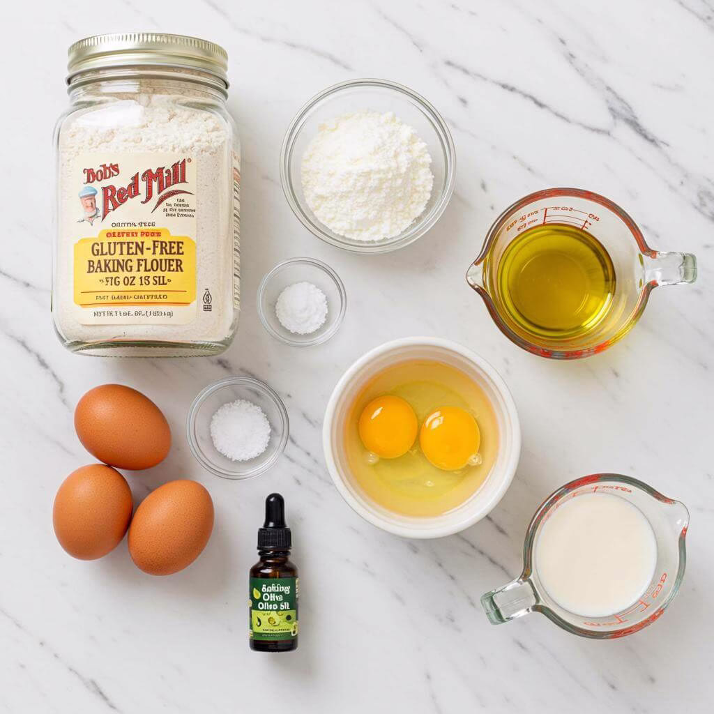 Gluten-free waffles ingredients flat lay