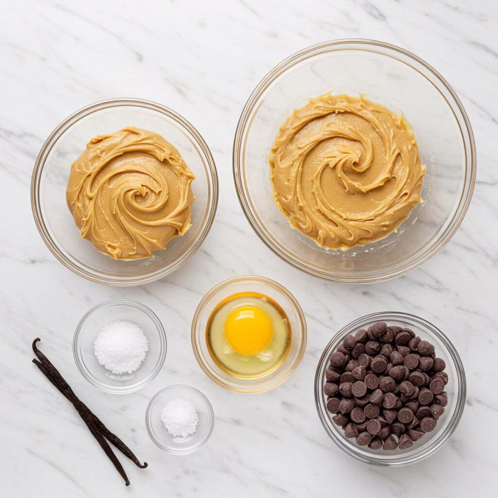 Ingredients for flourless peanut butter cookies